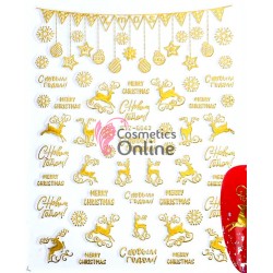 Stickere 3D deosebite pentru unghii Cod STZ-G043 Gold model Sarbatori de Iarna